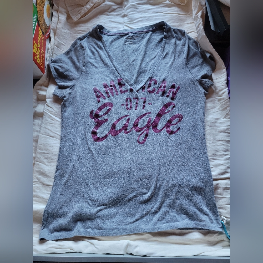American Eagle Outfitters Blue Textured Tee